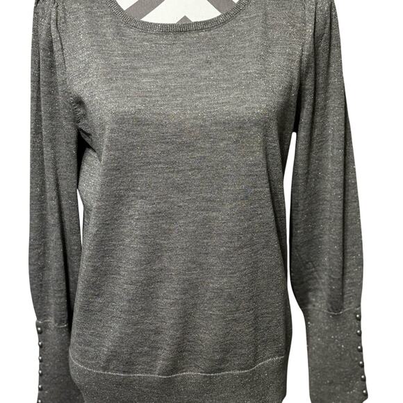 Talbots Light Gray Silver Shimmery Knit Sweater Medium Regency-core - Picture 1 of 5